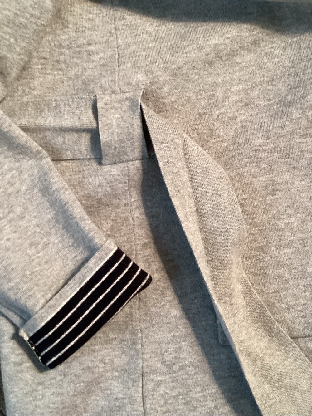 LOFT Light Gray Wrap Cardigan Jacket/Sweater, Shawl Collar, belted, pockets, Med - Picture 8 of 10